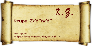 Krupa Zénó névjegykártya